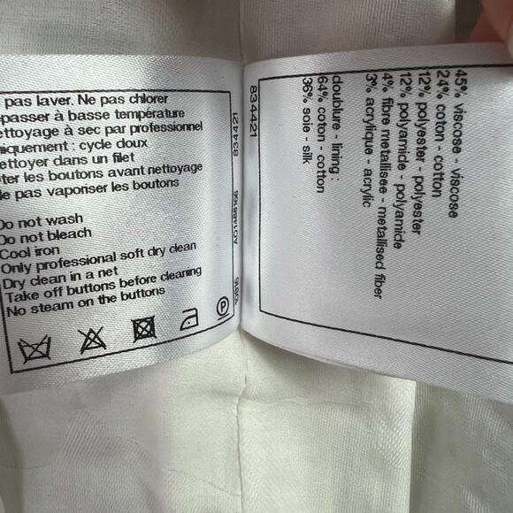 Chanel Tweed Jacket Women's 34 White & Blue Silk Blend Lining - Picture 11 of 15